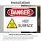 Signmission Hot Surface Sign, 12 in H x 18 in W, Vinyl Decal, Hot Surface OS-2PACK-DS-D-1218-L-2407 - alternate 2